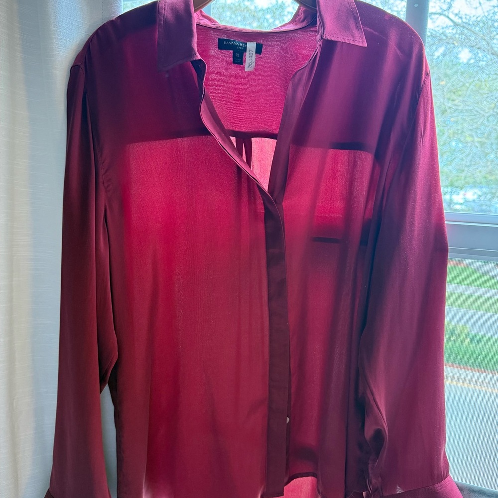 Banana Republic Wine Red Silk Blouse